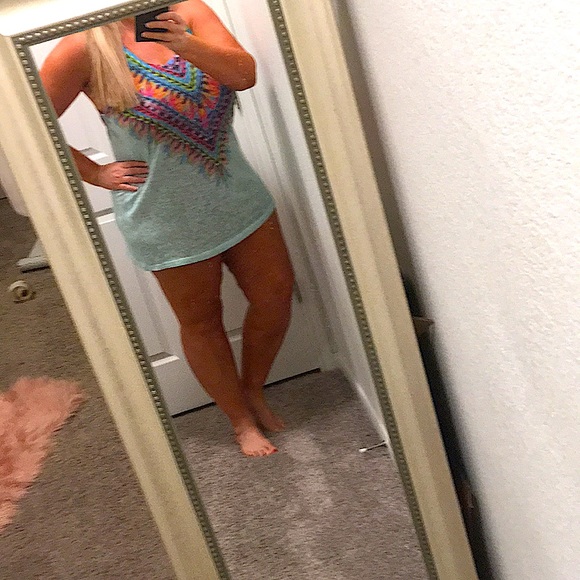 COPY - Colorful Tribal Print Summer Mesh Material With Razor Back Top XXL - Picture 10 of 10